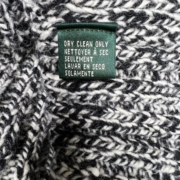 Lauren Ralph Lauren Petite Black & White Lambswool Long Sleeve Sweater Sz PS - Picture 7 of 9